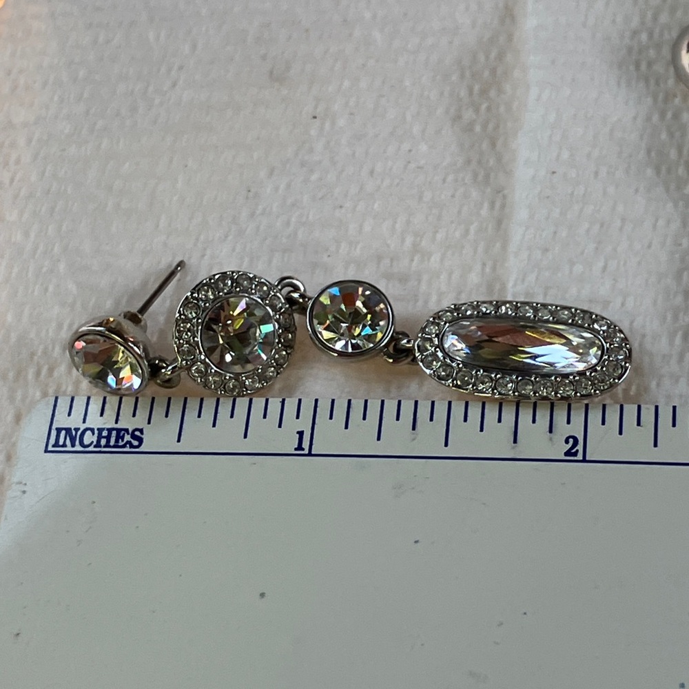 Givenchy Icy Silver Crystal Dangle Post Earrings - image 4